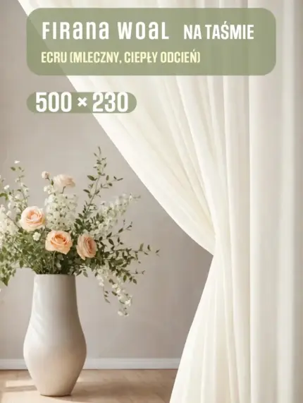 firana woalowa ecru do pokoju dziennego żabki i haczyki kup online Warszawa Kraków Wrocław po całej Polsce