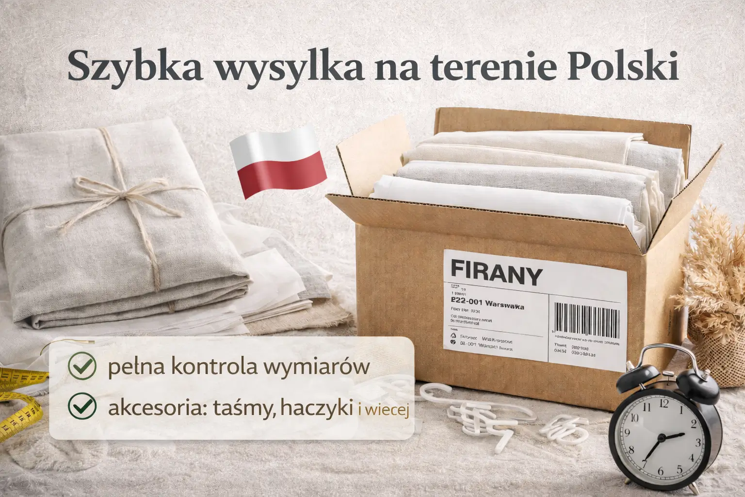 Firany na metry z szybką wysyłką na terenie Polski