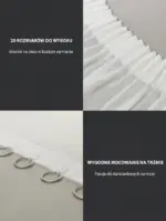 firany woal gładki 20 rozmiarów taśma marszcząca