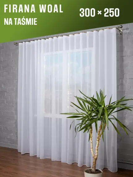 gotowa firana woalowa na taśmie w aranżacji salonu