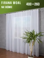 Gotowe firany na taśmie marszczącej z taśmą 6 cm i podwójnym rzędem pętelek