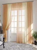 firana karmelowa do salonu z lekkiej tkaniny