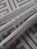 firana żakardowa beżowa w romby elegancka dekoracja okienna do wnętrza