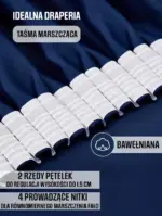 gotowe zasłony na taśmie indigo wnętrze