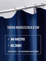 zasłony indigo na taśmie aranżacja