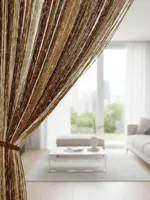 firanki do salonu brązowe makarony