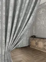 nowoczesne zasłony do salonu marmur szare