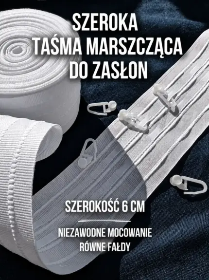 Taśma marszcząca 6 cm do firan i zasłon z marszczeniem 1:2