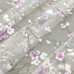 Firana z motywem Sakura liliowa do salonu i pokoju