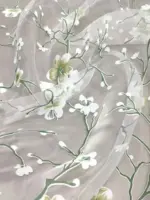 Firana Sakura biało-oliwkowa z organzy