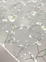 Firana organza Sakura z kwitnącą gałązką