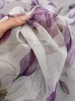Firana w fioletowe kwiaty do salonu ELARA