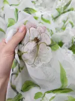Firana w zielone kwiaty do salonu ELARA